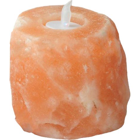Ortviai Lampe à sel cristallin naturel de l’Himalaya avec bougie – lumière chaude orangée apaisante et décoration intérieure