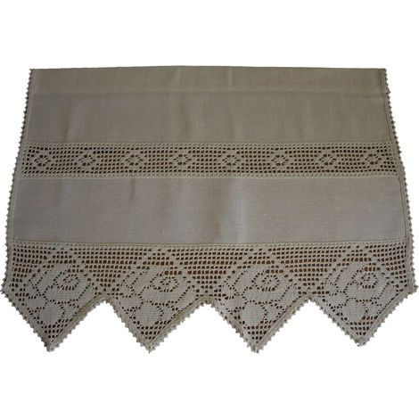Baumwollgardine mit Spitze 50/150 Beige Naturdekor