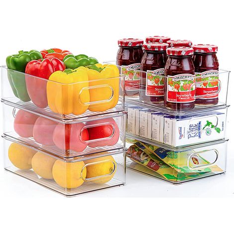 Boîte de rangement pour réfrigérateur - Organisateur de placard 25 5×14 56×7 65cm (jeu de 6) transparent (1/5)