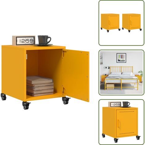 Tables de chevet 2 pcs jaune moutarde 36x39x43,5 cm acier - Armoire De Chevet - Armoires De Chevet - Armoire - Table De Chevet (1/5)