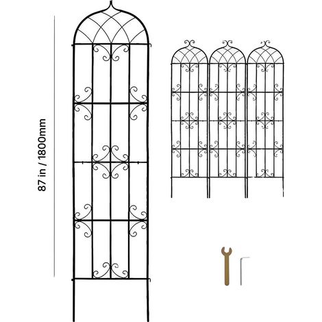 Treillis de jardin, construction en métal, support de plantes polyvalent, 4 pièces (1/2)
