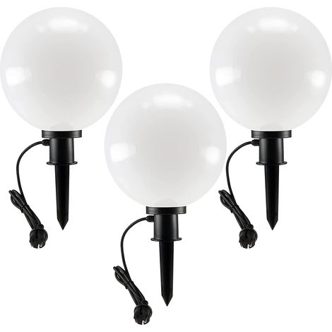 ChiliTec Kugelleuchte Gartenlampe 3er Set 30cm mit Erdspieß für Außen (1/5)