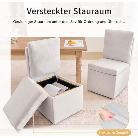 Fauteuil de rangement rembourré hauteur siège 48 cm avec dossier confortable. Design tabouret à poignée de tirage capacité 110 kg gris-beige. (1/5)