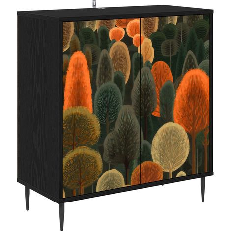 Buffet Meuble de Rangement Salon Salle à Manger Bois d'Ingénierie Chêne Noir 69 x 33 x 76 cm, 19.41kg (1/5)