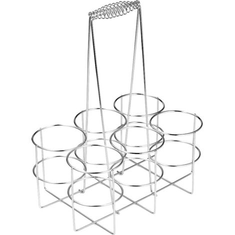 Casier à bière en Fer de 6 Bouteilles 330ML Argent, Panier à Bière de Fête & Party, Support de Porte-Bouteilles de Vin pour BBQ/Htel/Bar, Support Bouteilles de Bière (1/5)