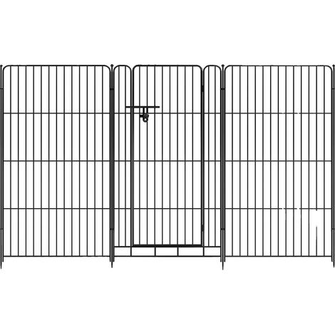 Valla de jardín, construcción de hierro, fácil montaje, 10 paneles + 1 puerta (1/2)