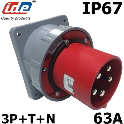 Prise Male Encastrable 63a Tétrapolaire 380v - 3p+n+t - étanche Ip67 - Ide (1/3)
