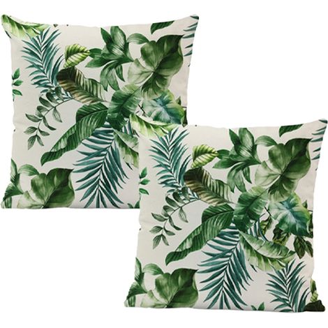 Lot de 2 housses de coussin carrées pour canapé-lit - Motif jardin (1/5)