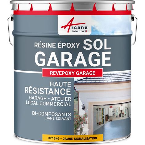 Peinture epoxy sol garage, atelier, local, commercial, magasin : Revepoxy garage - 5 kg (jusqu'à 16 m² en 2 couches) Jaune Signalisation - RAL 1023 - ARCANE INDUSTRIES