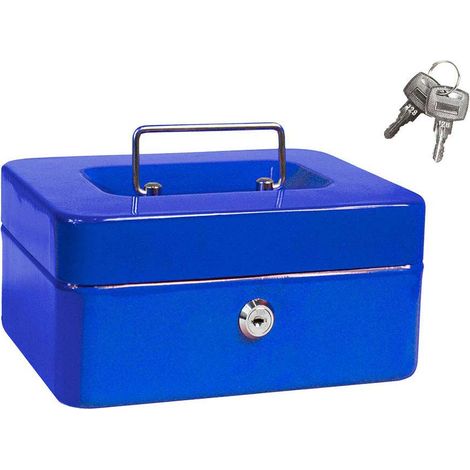 Cassetta portavalori cassaforte di sicurezza in metallo con scomparto e divisori portamonete doppia chiave 20 x 16 x 9 cm (1/4)