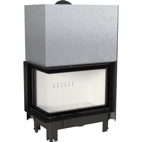 Kamineinsatz aus Stahl KRATKI MBA links 17 kW Ø 200 mit Schiebetür gebogenes Glas (1/5)
