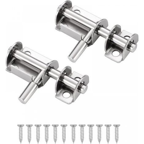 2 Pcs Loquet Porte Targette Acier Inoxydable Mini Verrou de Baie Coulissante Convient aux portes de jardin fenêtres entrepôts (Argent) (1/5)