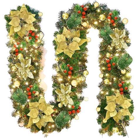 Guirlande De Noël - Guirlande Lumineuse En Rotin Artificiel - 1,5 M - Pour Extérieur Et Intérieur - Fonctionne Sur Piles (1/5)