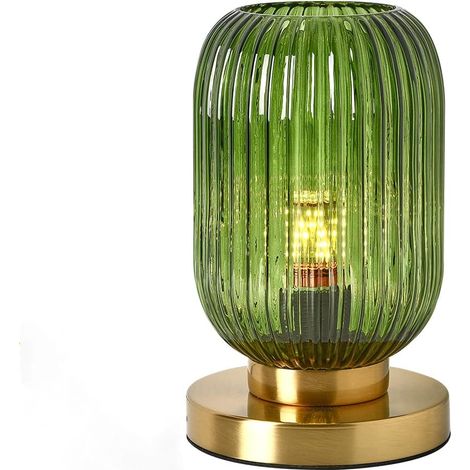 Lampe de table moderne en verre de style médiéval - convient aux chambres, salons, bureaux, etc. - 1 unité, verte (1/5)