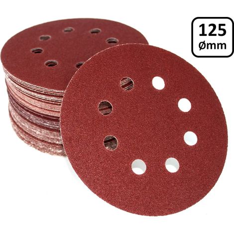 60 disques abrasifs auto-agrippants de 125 mm, grain K240, assortiment A86, feuilles abrasives pour ponceuses orbitales aléatoires et machines à poncer (1/5)
