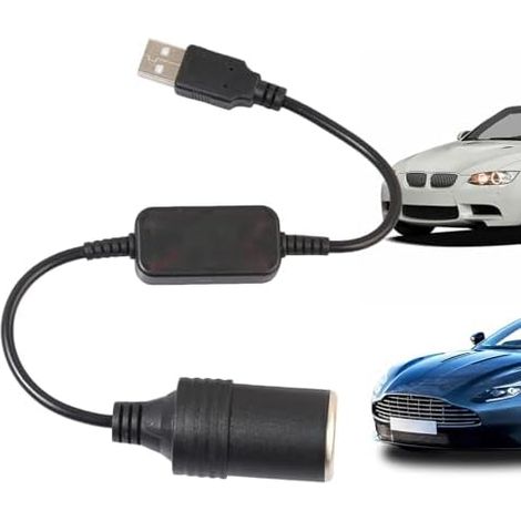 Câble adaptateur allume-cigare, convertisseur USB femelle 5 V vers 12 V, rallonge pour enregistreur de conduite, électronique automobile (1/5)