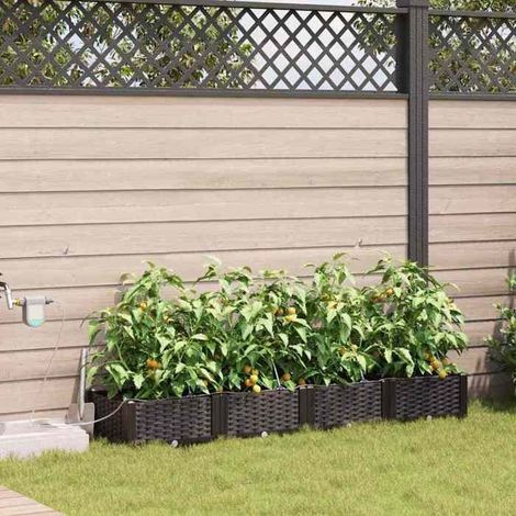 42002821 Cache-pot de jardin 4 pcs Marron Acier (1/5)