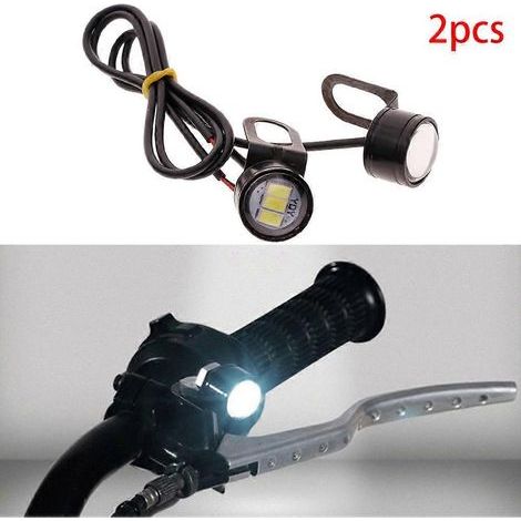Lot de 2 phares longue portée LED « œil d'aigle » ultra-lumineux pour moto, feux de recul, antibrouillards et feux de jour. (1/4)