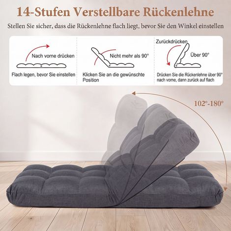 Folding floor chair with adjustable backrest and reclining function, 61 x 54 x 56 cm, grey (1/5)