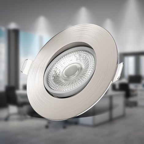 Set de 6 spots LED encastrables orientables, plats, blanc chaud, spots LED, spot encastrable, spot led encastrable extra plat, spot encastrable orientable, 90x24 mm, nickel mat (1/5)