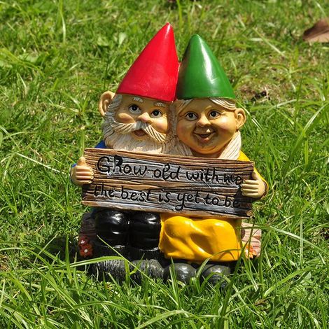 Nain de jardin décoratif, couple amoureux, sculpture en résine pour intérieur et extérieur (1/5)