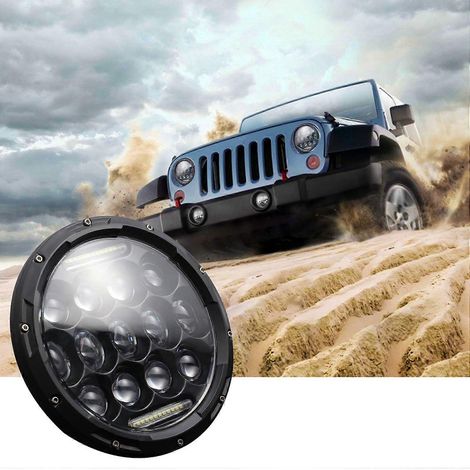 Phare avant rond à LED de 7 pouces (1 pièce) en remplacement pour les motos Jeep Wrangler JK LJ TJ CJ.