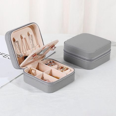 petit Boite A Bijoux Portable, Mini Bote Bijoux De Voyage Avec Miroir, Boite A Bijoux Femme En Cuir Pu Impermable, Organisateur De Bijoux Bote B (1/5)