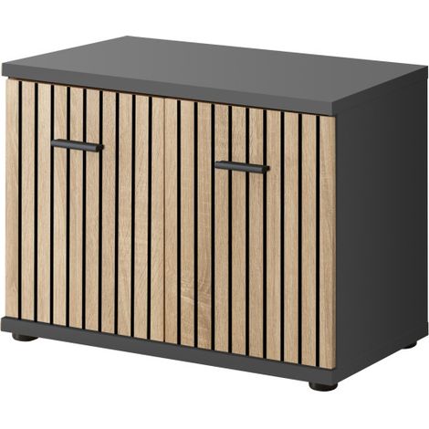 Banc de rangement avec coussin "Marco" - Gris/Beige - L 60 x H 53 x P 32 cm - Livraison gratuite (1/2)