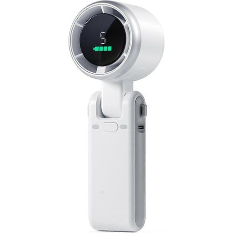 Ventilateur turbo portable, 5 vitesses de ventilation, fonctionne sur piles, jusqu'à 12 heures d'autonomie, ventilateur à main avec technologie Air Turbo, blanc (1/5)