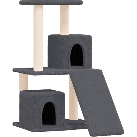 Muebles para gatos, torre, juguete para trepar, rascador, plataforma para trepar con postes rascadores de sisal oscuro, 82 cm, gris 020022704 (1/5)