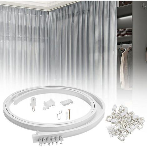 Kit De Rail De Rideau Plafond Pliable, 5m Rail De Rideau Flexible Avec 40 Crochet Pour Maison Chambre Fenêtre Salle De Bain Bureau (1/3)