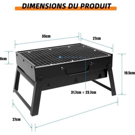 1 Barbecue à charbon, pliable, grille en acier inoxydable, compact, pour jardin, balcon, camping (1/4)