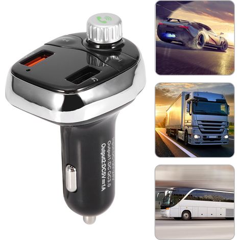 Chargeur Voiture FM Transmetteur Radio Bluetooth MP3 avec Prise Allume-Cigare, Double Port USB, Émetteur Récepteur Sans Fil pour Véhicule (1/5)