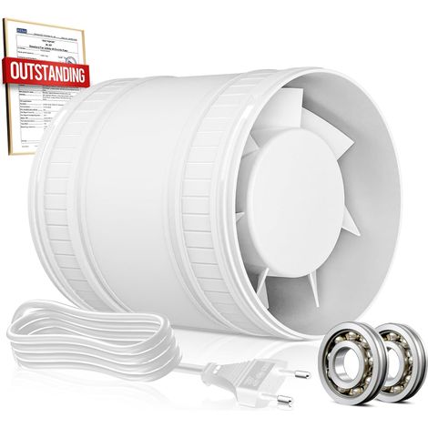 Extracteur d'air 100mm, Ventilateur de Conduit Compact avec Protection Contre la Surchauffe, 15W 130m³/h Aérateur Extracteur Silencieux, VMC Salle de Bain Cave Garage Tente (1/5)