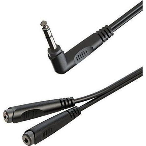 Adaptateur Jack 6.3 mm Mâle Coudé - 2x Prise Jack 3.5 mm Femelle - Pour Audio Professionnel - 1 Pièce