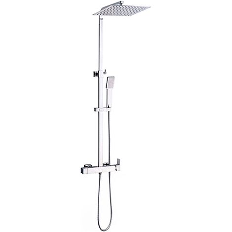 Edouard Rousseau - Colonne de Douche avec Robinetterie GERZAT - Tête 300x300 mm - Douchette 1 Jet - Flexible 1,50 m - Chromé (1/2)