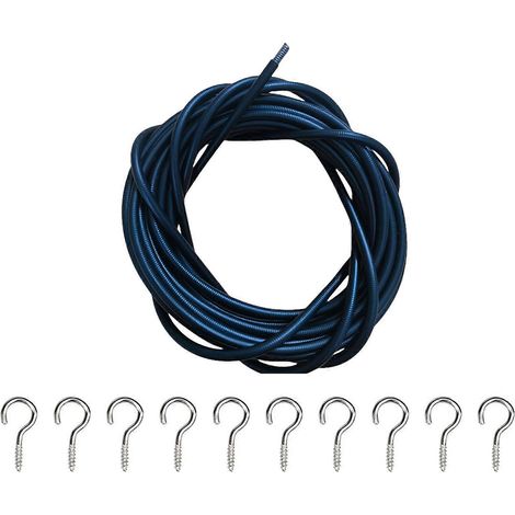 Cordon noir d'un mètre de long pour suspendre rideaux, papier peint et décorations de fête comprend 10 crochets métalliques et 10 trous de vis. (1/5)