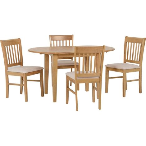 Seconique Oxford 4 Seater Extending Oak Dining Set Natural Oak & Mink Microsuede Fabric (1/5)