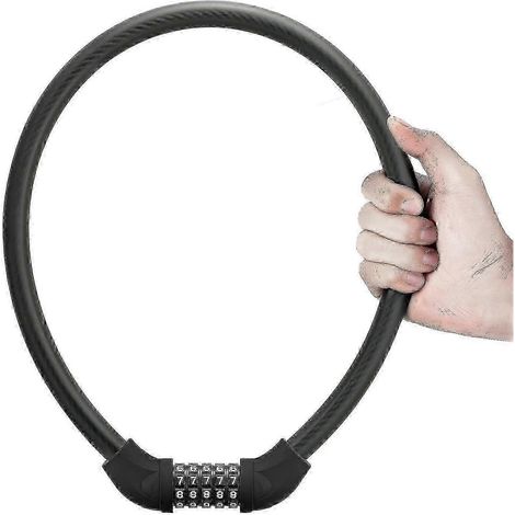 Antivol de vélo à combinaison avec câble en acier, sécurité clé et combinaison, code à 4 chiffres, conception résistante aux intempéries (1/5)