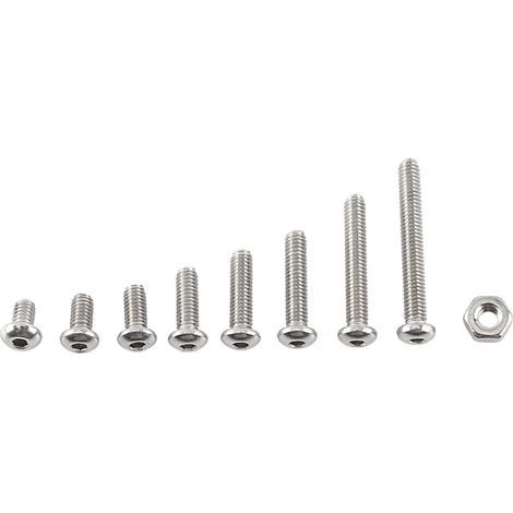 Vis à tête fraisée hexagonale M2.5 A2 inox et assortiment d'écrous hexagonaux (tête bombée) (1/5)