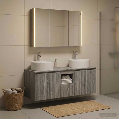 vidaXL Bathroom Cabinet Set 4 pcs Grey Sonoma Engineered Wood (1/5)