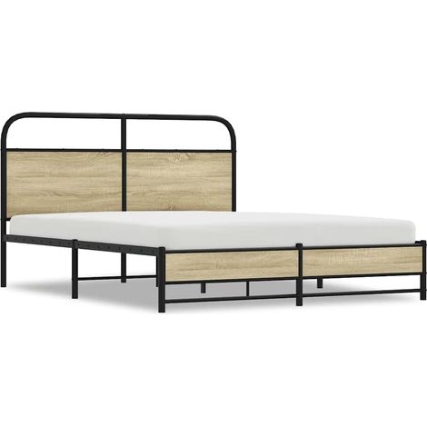 Maison Exclusive - Metallbett ohne Matratze Sonoma-Eiche 160x200