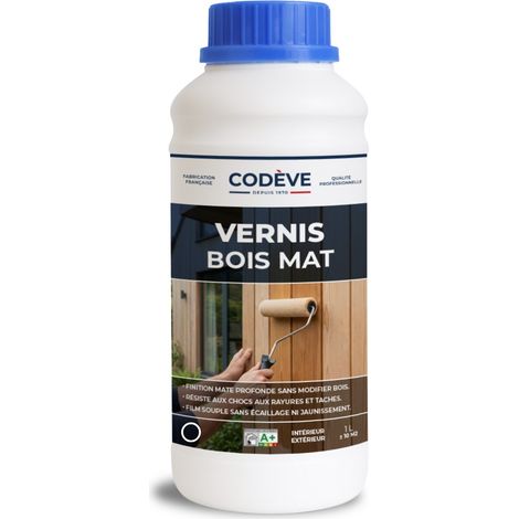 Codève Bois – Vernis pour bois extérieur mat 1 L – Finition profonde non jaunissante – Résistant à l'eau et aux UV – Application facile en 2 couches
