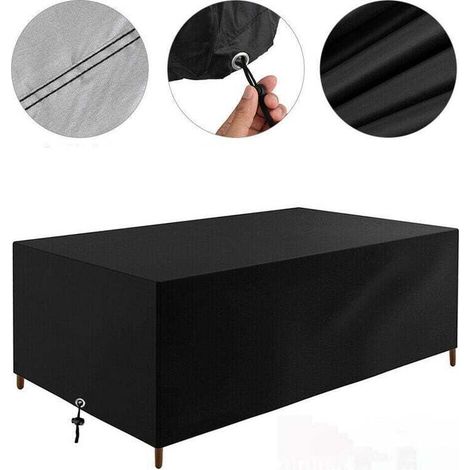 Housse Salon de Jardin, Robuste Tissu Oxford 210D Housse de Protection pour Table, Meubles, Imperméable, Coupe-Vent, Anti-UV Extérieur (126x126x74cm) (1/5)