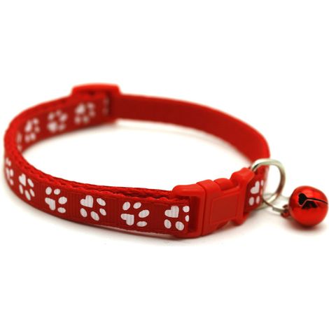 Collier pour chiot, patte en nylon avec Clochette réglable libération clip (rouge) (1/5)