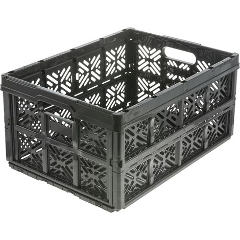 keeeper Scatola Pieghevole Robusta Ida, Plastica robusta (PP), 32 l, 48 x 35 x 23 cm, Ida, nero (1/4)