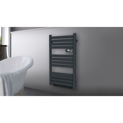 [JAMAIS UTILISE] Carrera – Radiateur sèche-serviettes vertical 500W + soufflerie 1000W – Technologie sans fluide – Dimensions 99.5 x 50 x 13 cm – Gris anthracite (1/5)