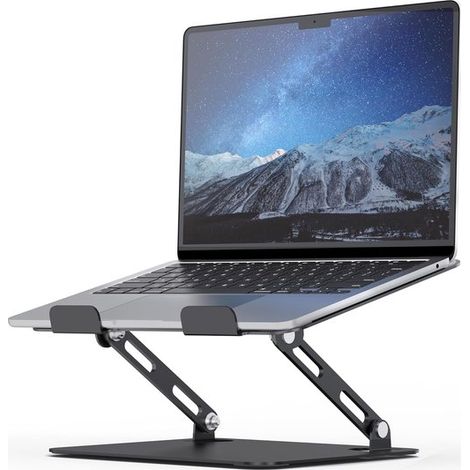 Laptopständer für den Schreibtisch mit stabilem schwerem Fuß höhenverstellbar ergonomische Metallerhöhung klappbare Halterung kompatibel mit von 10 (1/5)