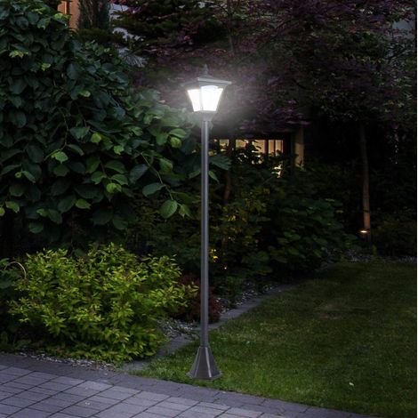 Lanterne solaire de jardin LED 15 x 15 x 120 cm noire IP44 avec capteur crépusculaire HAVRYA (1/5)