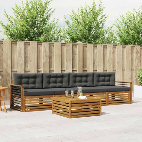 vidaXL Outdoor-Sofagarnitur mit Kissen 5 pcs Natur und Anthrazit (1/5)
